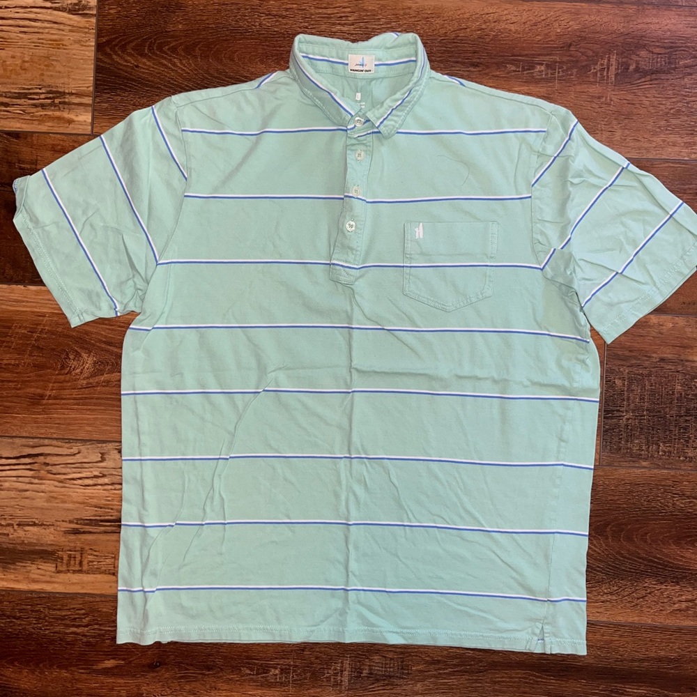 Green with blue stripes Johnnie-O polo